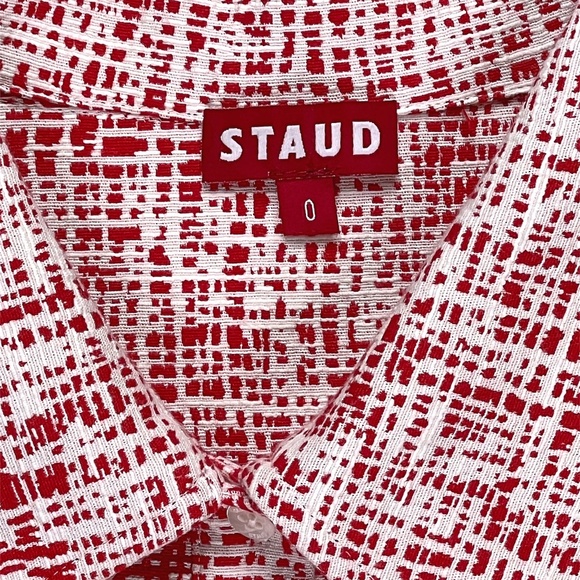 NWT STAUD Flying Mini Polo Dress in Papaya Crosshatch Size 0 - Picture 7 of 14